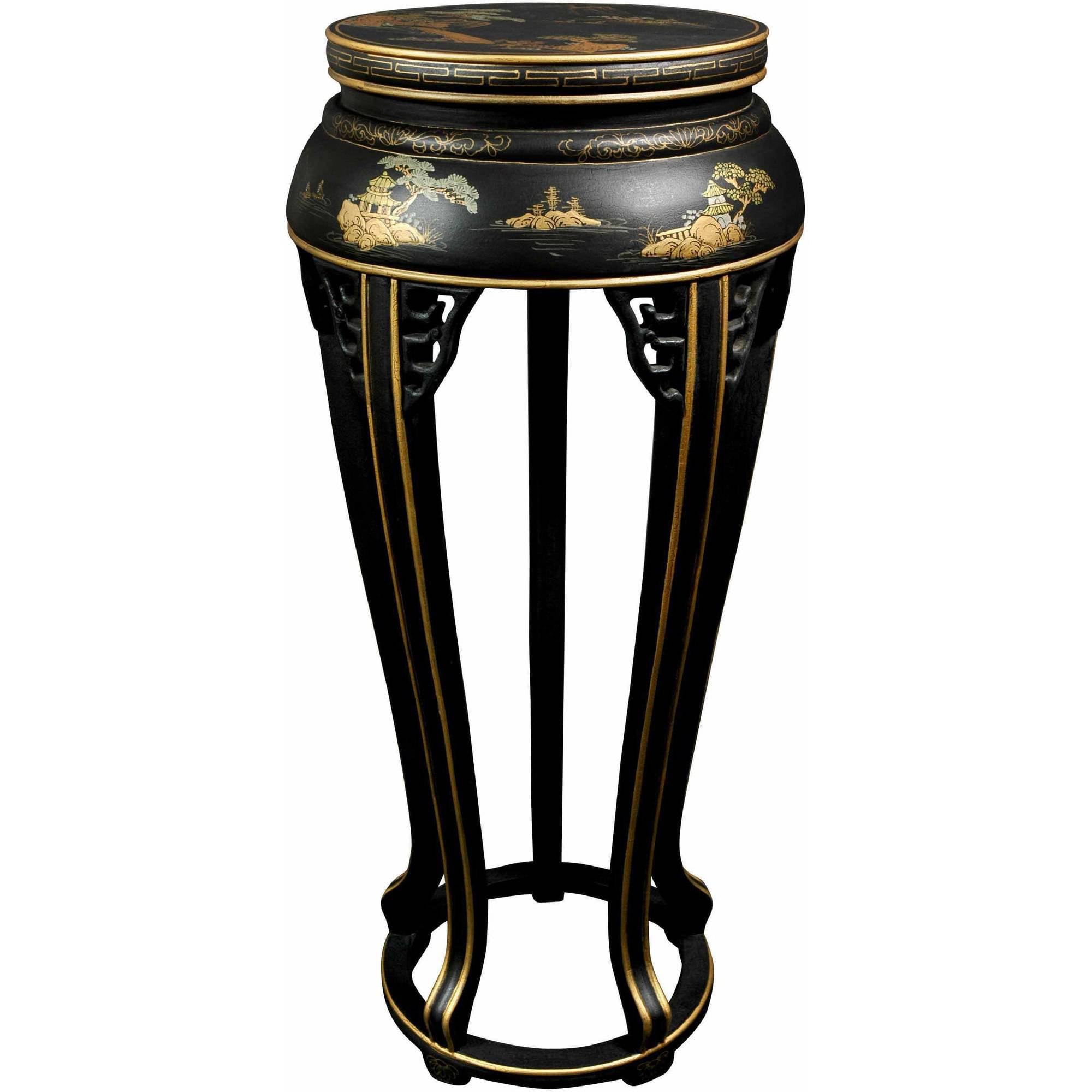 Oriental Furniture 36&quot; Lacquer Plant Stand, Black