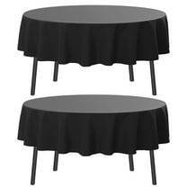 Romanstile 2pack Round Tablecloth 60inch Black Polyester Table Cloths Wrinkle Resistant Washable Fabric Table Cover for Wedding Party Restaurant Buffet Table