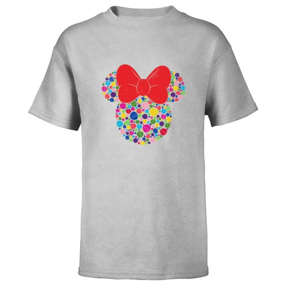 Disney Minnie Mouse Polka Dot Day Distressed Doodles Icon - Short Sleeve T-Shirt for Kids - Customized-Athletic Heather