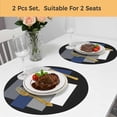 thumbnail image 5 of Black Blue White Round 15 Inch Placemats Set of 2, Contemporary Minimalist Geometric HeatResistant Non Slip Place Mats for Dining Table, Wipeable Braided Kitchen Table Mats for Housewarming, 5 of 9