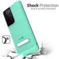 thumbnail image 5 of CoverON For Samsung Galaxy S21 Ultra 5G Phone Case, Slim Metal Kickstand Rugged Dual Layer Cover, Mint Teal, 5 of 8