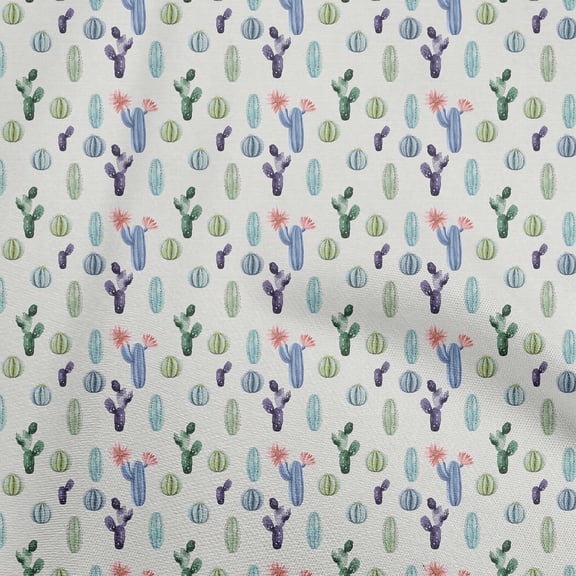 oneOone Rayon Light Green Fabric Cactus Dress Material Fabric Print Fabric By The Yard 56 Inch Wide