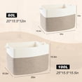 thumbnail image 3 of Natubeau Woven Storage Baskets, 60L Large Rectangle Woven Laundry Hampers with Handle, Cotton Rope Blanket Basket for Living Room, Nursery Room, White & Brown, 3 of 11