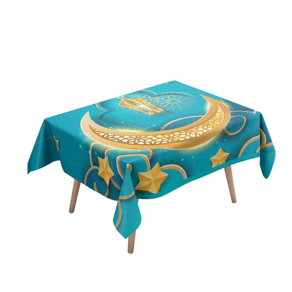 Rectangle Polyester Table Cloth Cover Party Eid Mubarak Supply Protector Kitchen 