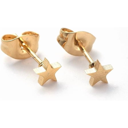 6 Pair 304 Stainless Steel Star Stud Earrings Star Earrings Ornament Golden Jewelry Findings for Women Birthday Festival Elegant Gifts Personalized Jewelry 4x4.5mm Pin: 0.7mm