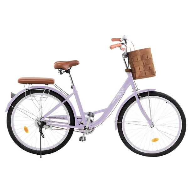 Bicicleta Urbana R26 Con Canasta Frenos De Pinza Marco De Acero Vintage Xtreme Life lavanda