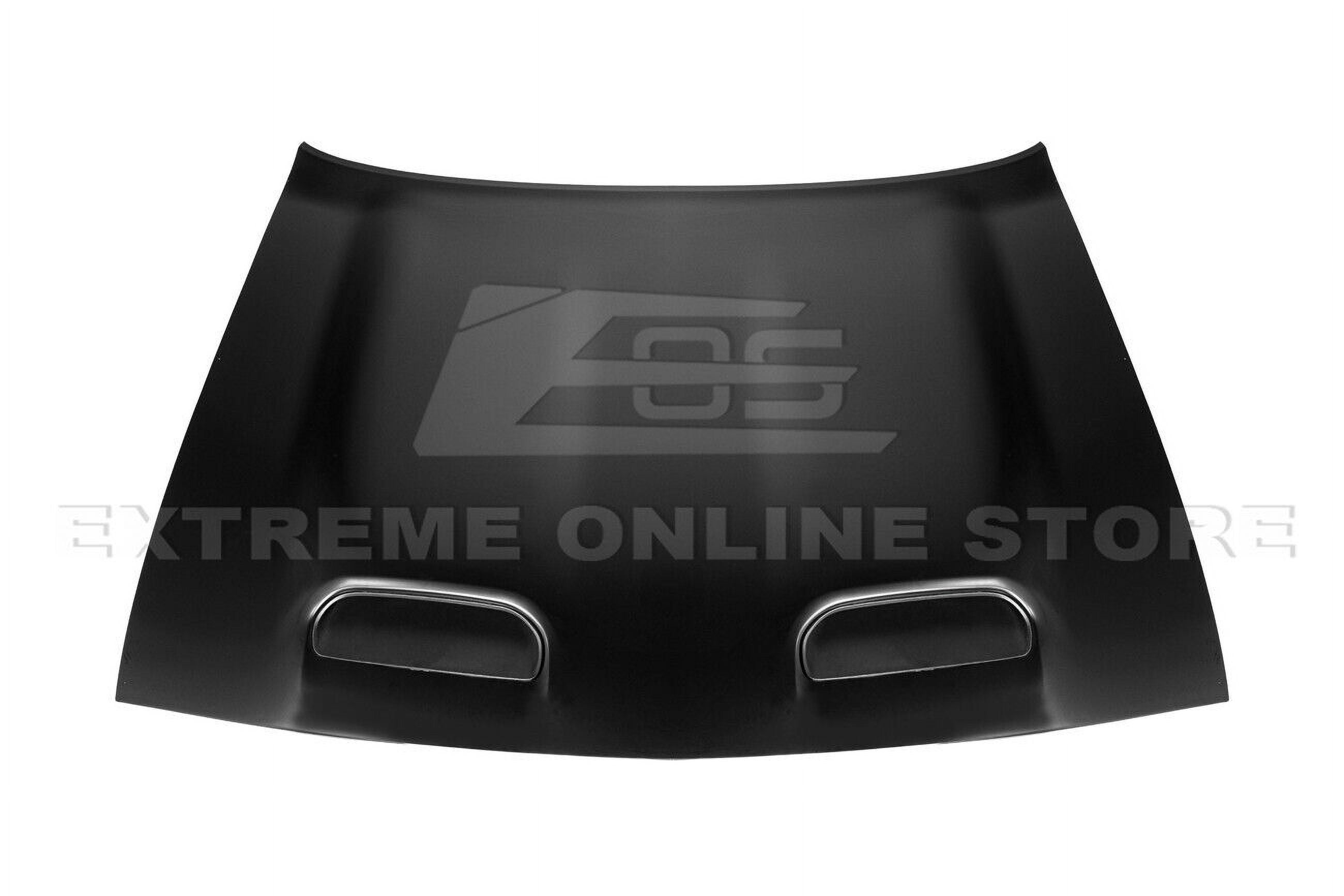 Replacement For 2008-Present Dodge Challenger Models | SRT Hellcat Redeye Style Aluminum - Primed Black Replacement Front Air Vented Scoop Hood Cover HOOD-711-ALUMINUM