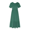 thumbnail image 3 of Summer Savings Clearance Women's Summer Casual Short Sleeve Crewneck Dress Casual Flowy Tiered Maxi Beach Dress With Pockets,Fashionable Casual Dresses for Women 2025, 3 of 5