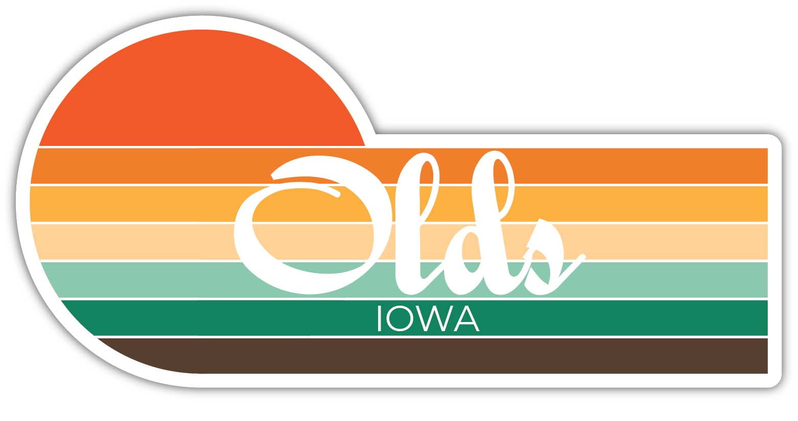 Olds Iowa 2 x 1.25 Inch Sticker Retro Vintage Sunset City 70s Aesthetic