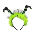 thumbnail image 3 of Diadema de Halloween Yinane con decoración de pies de bruja verde, 3 of 8