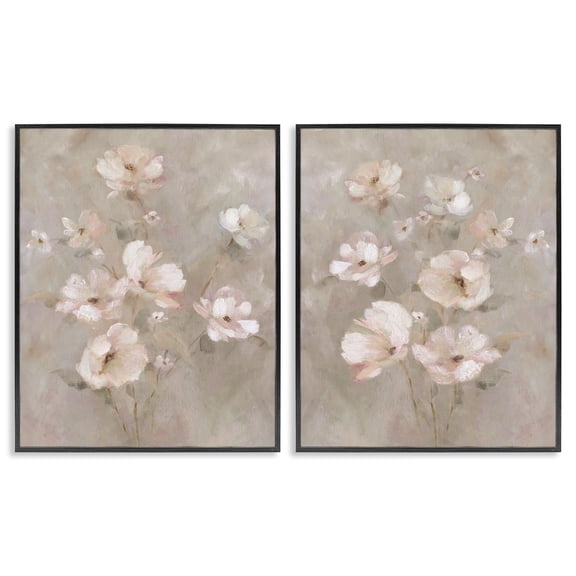 Stupell Industries Arranged Blush Blossoms 2 Piece Black Framed Giclee Art Set, design by Carol Robinson