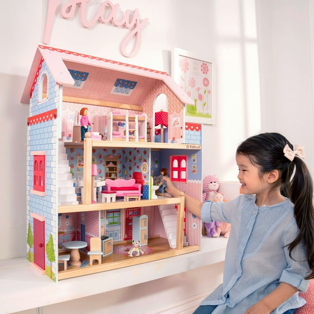 KidKraft Chelsea Doll Cottage Wooden Dollhouse with 16 Accessories, for 5-Inch Dolls