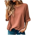 thumbnail image 2 of DPTALR Blouses Décontractées pour Femmes T-Shirt Uni Col Rond Manches 1/2 Haut, 2 of 6