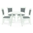 thumbnail image 2 of Wickerix 5 Piece Dining Set, 4 Classic Style Solid Wood Ronda Upholstered Chairs w Round Dining Table, Kitchen Set for Four, Living Room Set, White Finish, 2 of 7