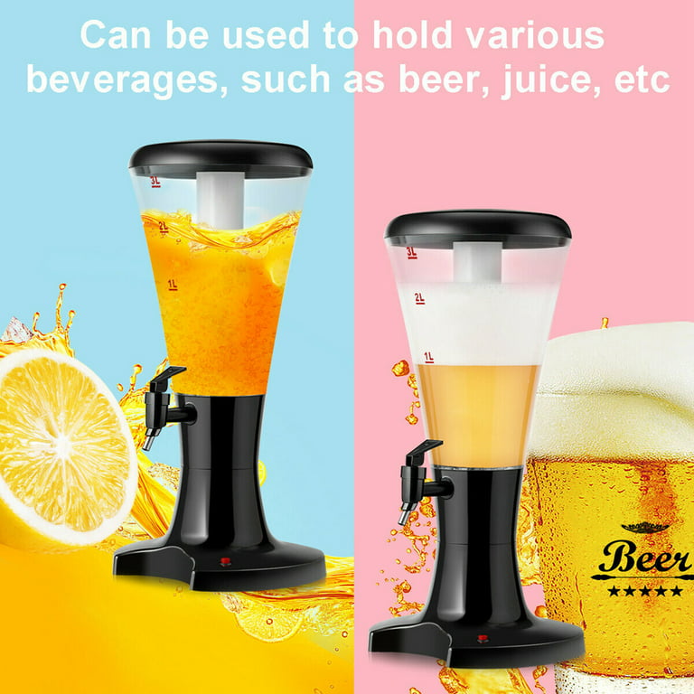 Beer Tower Dispenser, Clear Beverage Tower Dispenser with LED Remote  Control Light, 2l,Easy Clean, Perfect for Home Bar Party Accessories 