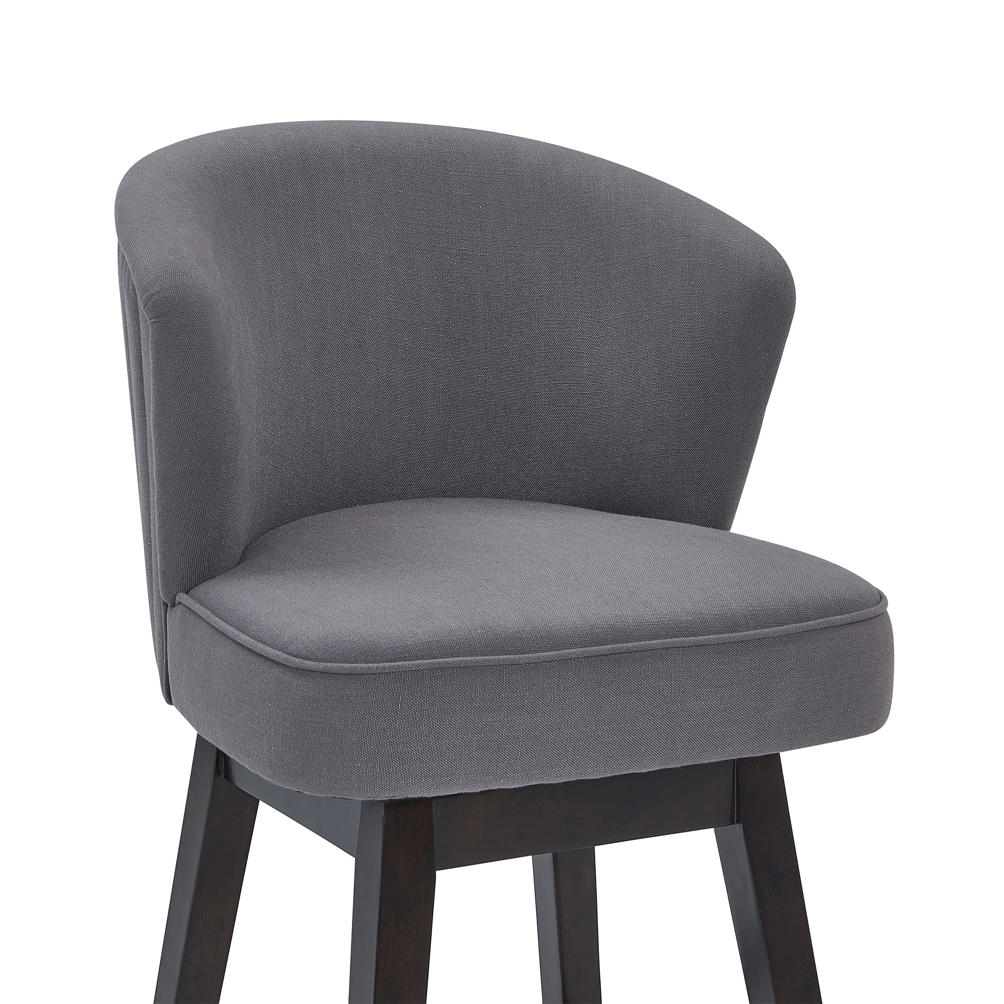 Detroit 30" Bar Height Wood Swivel Barstool in Espresso Finish with Grey Fabric