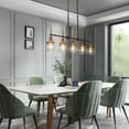 thumbnail image 5 of LNC Modern 5-Light Linear Chandelier with Clear Globe Glass Shades, Black and Brass Finish, 5 of 13