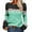 Sweater 221# Mint Green, variant on Womens Sweaters Fall Winter Long Sleeve Knit Sweater Striped Patchwork Round Neck Elegant Floral Crochet Top Casual Versatile