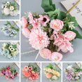 thumbnail image 3 of Artificial Mixed Flower Realistic Pan Weaving Tea Rose Chrysanthemum Silk Fake Bouquet for Wedding, 3 of 8