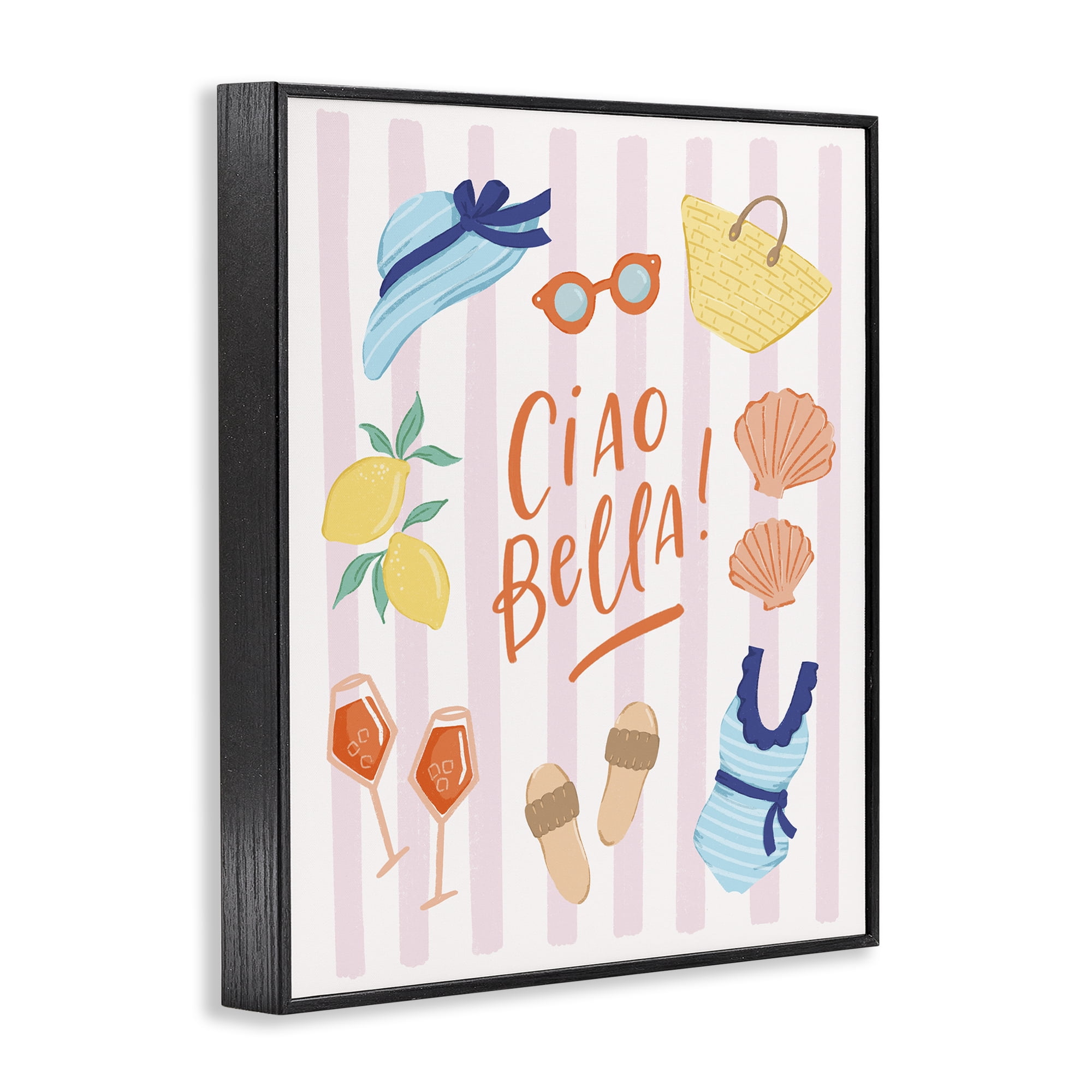 Stupell Industries Summer Ciao Bella Black Framed Giclee Art, design by Sandra Picco