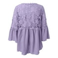 thumbnail image 4 of DuoJiaJ Womens Long Sleeve Lace Trim Tunic Tops Button Down Casual Blouse Cute V Neck Shirt Women’s Summer Tops Purple, 4 of 4