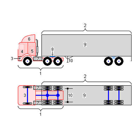 LAMINATED POSTER COE (Cab Over Engine) 18-wheeler Semi-Trailer Truck diagram Poster Print 24 x