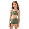 thumbnail image 5 of XINXIAOO Girls Spaghetti Strap Side Drawstring Two Piece Boy Short Tankini Swimsuit Solid Quick Dry Bathing Suit Summer Swimwear for Kids Girls 11-12 Years, 5 of 5