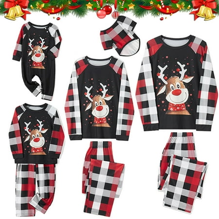 

MLFU Women s Men s Cotton Christmas Pajamas Baby Toddlers Kids Snug-Fit Cotton Pajama Sleepwear Sets Sleepwear Loungewear