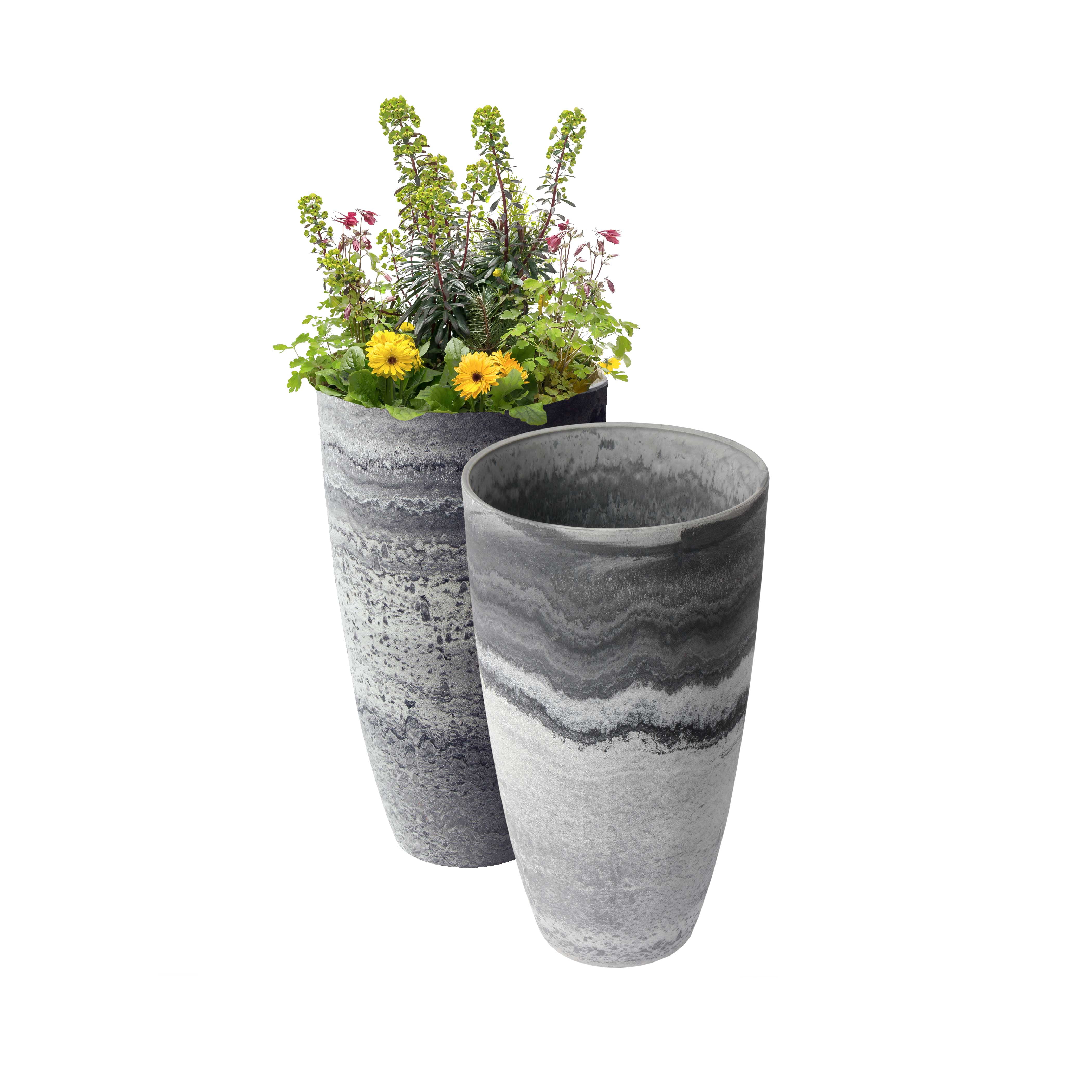 Algreen 43728 Acerra 11.5 in. by 20 in. Height Curved Vase Planters, Marble - Pack of 2