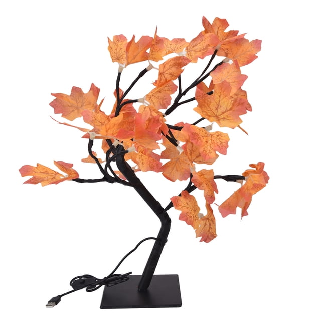 Árbol de otoño LED de 24 luces con cuentas de luz cálida, estilo romántico, fuente de alimentación USB, iluminación de otoño, árbol de Acción de Gracias de 5 V
