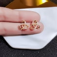 thumbnail image 1 of Pendientes de diamantes con sentido avanzado, pendientes elegantes simples a la moda, pendientes pequeños y exquisitos de estilo frío para mujer, 1 of 3