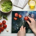 thumbnail image 3 of Constellation Cutting Board, Giant Nebula in Vivid Colors Space Motion Supernova Futuristic, Decorative Tempered Glass Cutting and Serving Board, Large Size, Pale Pink Blue Black, by Ambesonne, 3 of 5