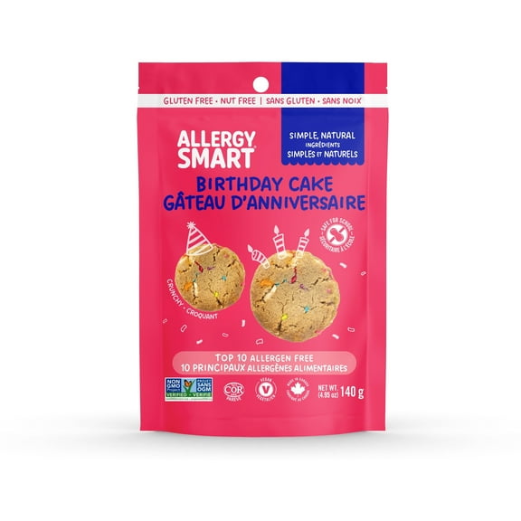 Allergy Smart Birthday Cake Cookies, 10 Cookies 4.95 oz, Allergy Free, Dairy-Free
