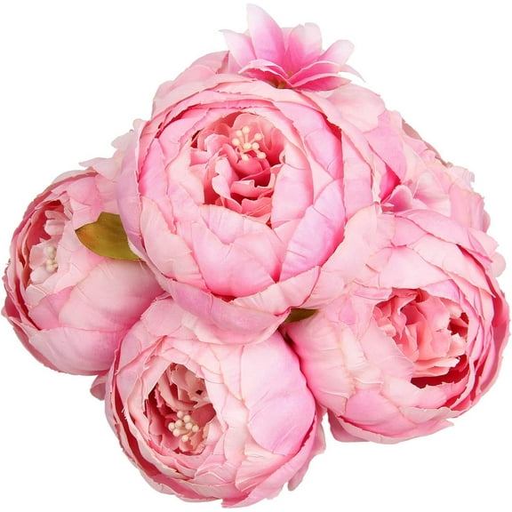 Silk Peony Bouquet Vintage Artificial Peonies Flower for Home Wedding Party Decor (pcs, New Spring Rose Pink)