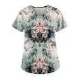 thumbnail image 4 of NAMTYQX Scrubs for Women Loose Fit Light Short Sleeve Casual Stretchy V Neck Cyan Size S, 4 of 6