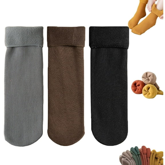 3 Pair Womens Velour Thermal Socks Ultra Soft Plush Lining Cozy Indoor and Outdoor Socks