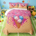 thumbnail image 2 of Manfei Cute Baseball Twin Quilt Set, Sport Twin Coverlet Set, Hot Pink Blue Tan, Pink Reversible 2pcs, 1 Bedspread and 1 Pillowcase, 2 of 7