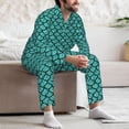 thumbnail image 7 of Naloa Aquamarine Glitter Men’s Pajamas Set - Long Sleeve Button Down Sleep Shirt and Pajama Bottoms Sleepwear Set-XX-Large, 7 of 7