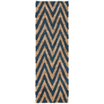 SAFAVIEH Organica Glanville Chevron Runner Rug, Blue/Natural, 2'6" x 8'