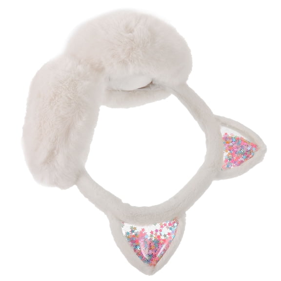 FUEENIRVA Soft Plush Ear Muffs - White, Warm and Cozy, Winter Ear Protection