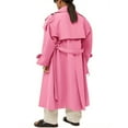 thumbnail image 2 of Womens Oversized Long Trench Coat Double Breasted Lapel Windproof Overcoat with Belt, 2 of 4