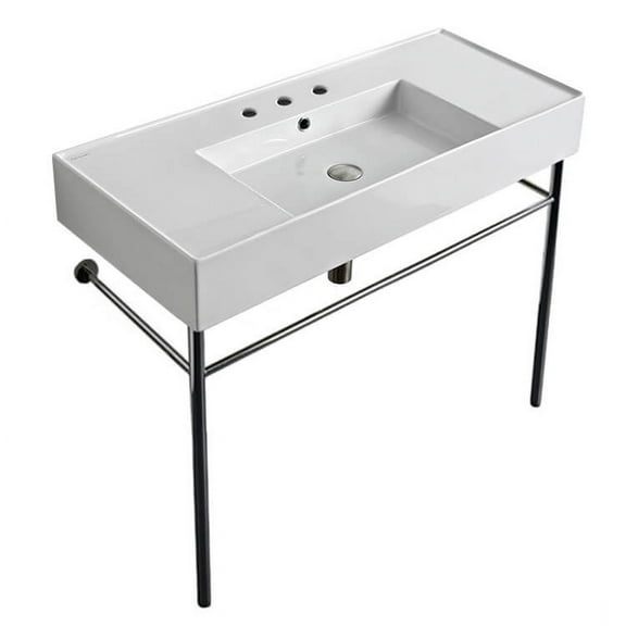 Nameeks Scarabeo 5124-CON-Three Hole Scarabeo Teorema 2.0 40" Rectangular Ceramic Console
