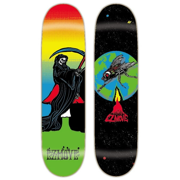 Two EZMOVE 7-Ply Graphic Skateboard Decks 8.25" | Mid-Concave | Double-Kick