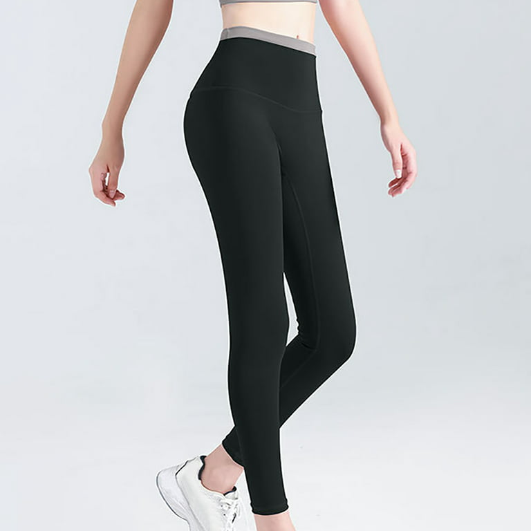 Mrat Black Sweatpants Full Length Yoga Pants Women's Color-blocking  High-waisted Hip Lifting Exercise Fitness Tight Yoga Pants Pants for Ladies  Dressy