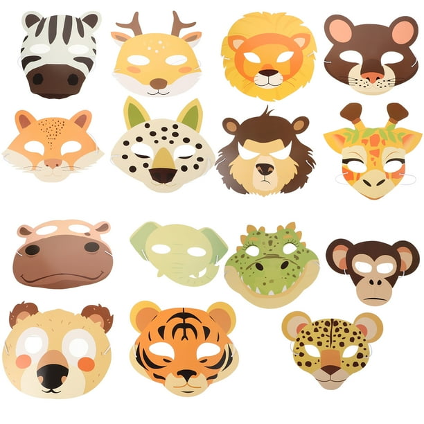 KAKOWELY 15 máscaras de animales para fiestas infantiles con temática de jungla, como recuerdo de fiesta, para decorar fiestas de cumpleaños infantiles.