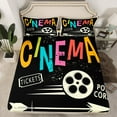 thumbnail image 2 of Manfei Cinema Tickets Twin Sheet Sets,Movie Time Twin Fitted Sheet,Nlack Beige Flat Sheet For Child,Breathable Home Decor,3 Pieces, 2 of 7