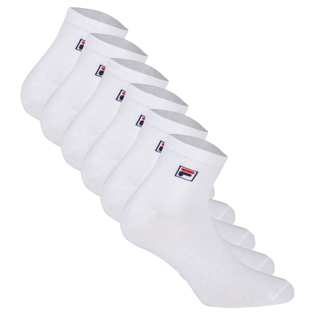 FILA Calcetines de Cuarto de Milla Unisex, 6 pares - Calcetines cortos, Sport, Logotipo Cintura, uni, 35-46 Blanco EU 39-42