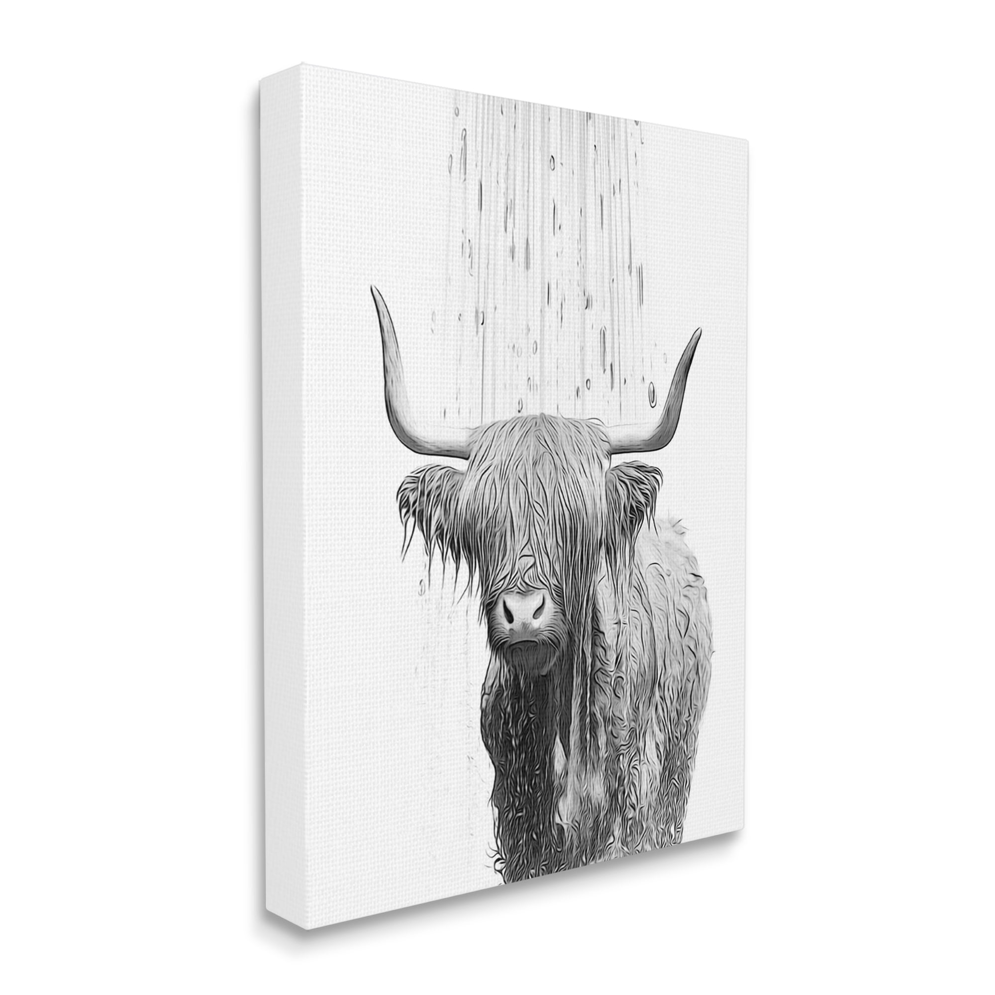 Stupell Industries Cattle Bathroom Splash Animals & Insects Painting Gallery Wrapped Canvas Art Print Wall Art, 24 x 30