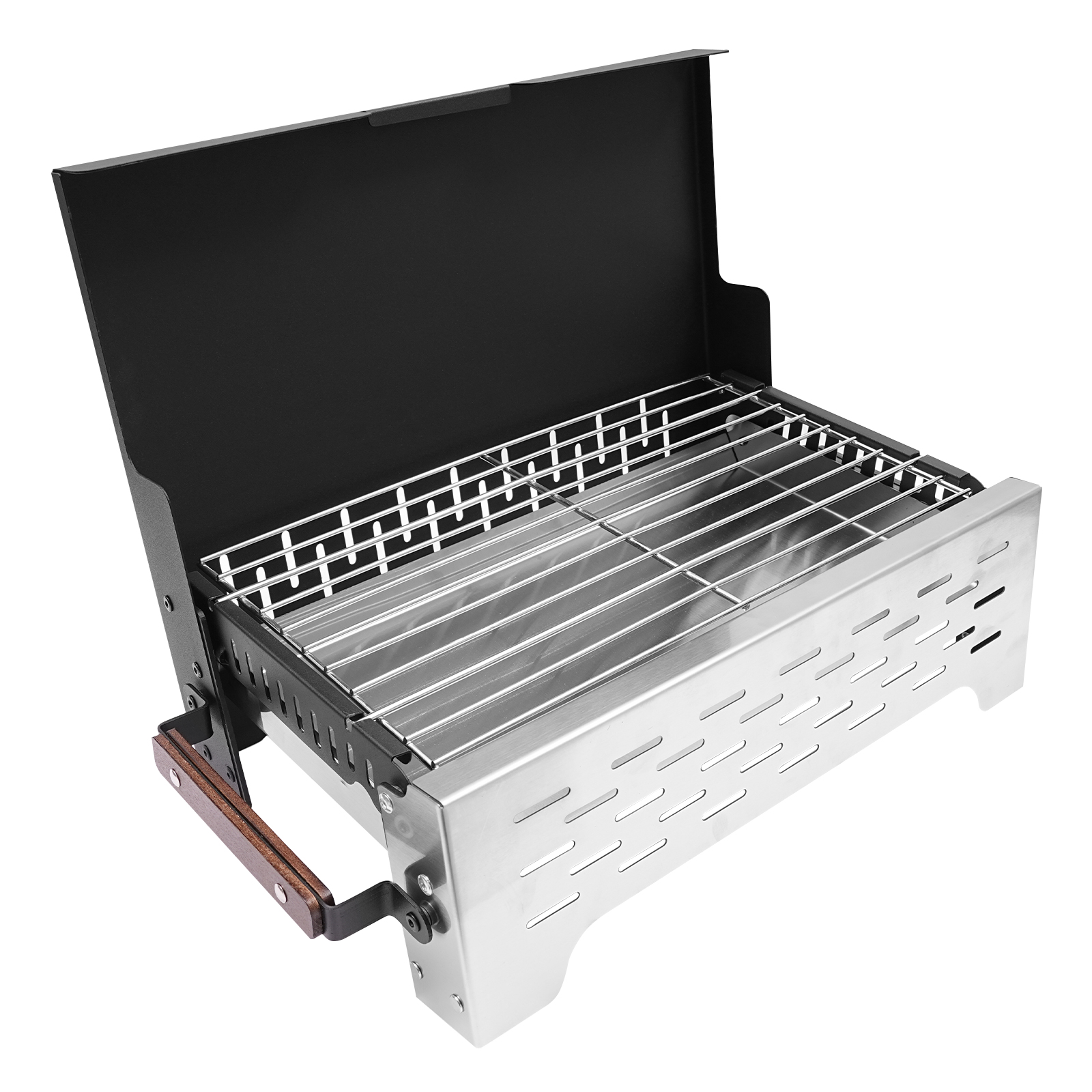 ToppiJoy Portable Charcoal Grill Stainless Steel, Countertop Folding Camping Grill Outdoor BBQ Grill for Outdoor Cooking Camping Garden