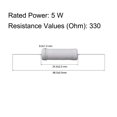 thumbnail image 3 of Uxcell 50Pcs 5W Resistor de Película de Óxido Metálico Axile 330 Ohm ±5% Tolerancia, 3 of 7